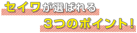 セイワが選ばれる3つのポイント！